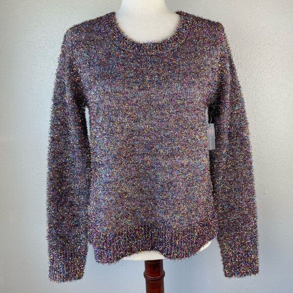 NWT No Boundaries Colorful Feather Yarn Sweater Size L Juniors - Picture 1 of 7